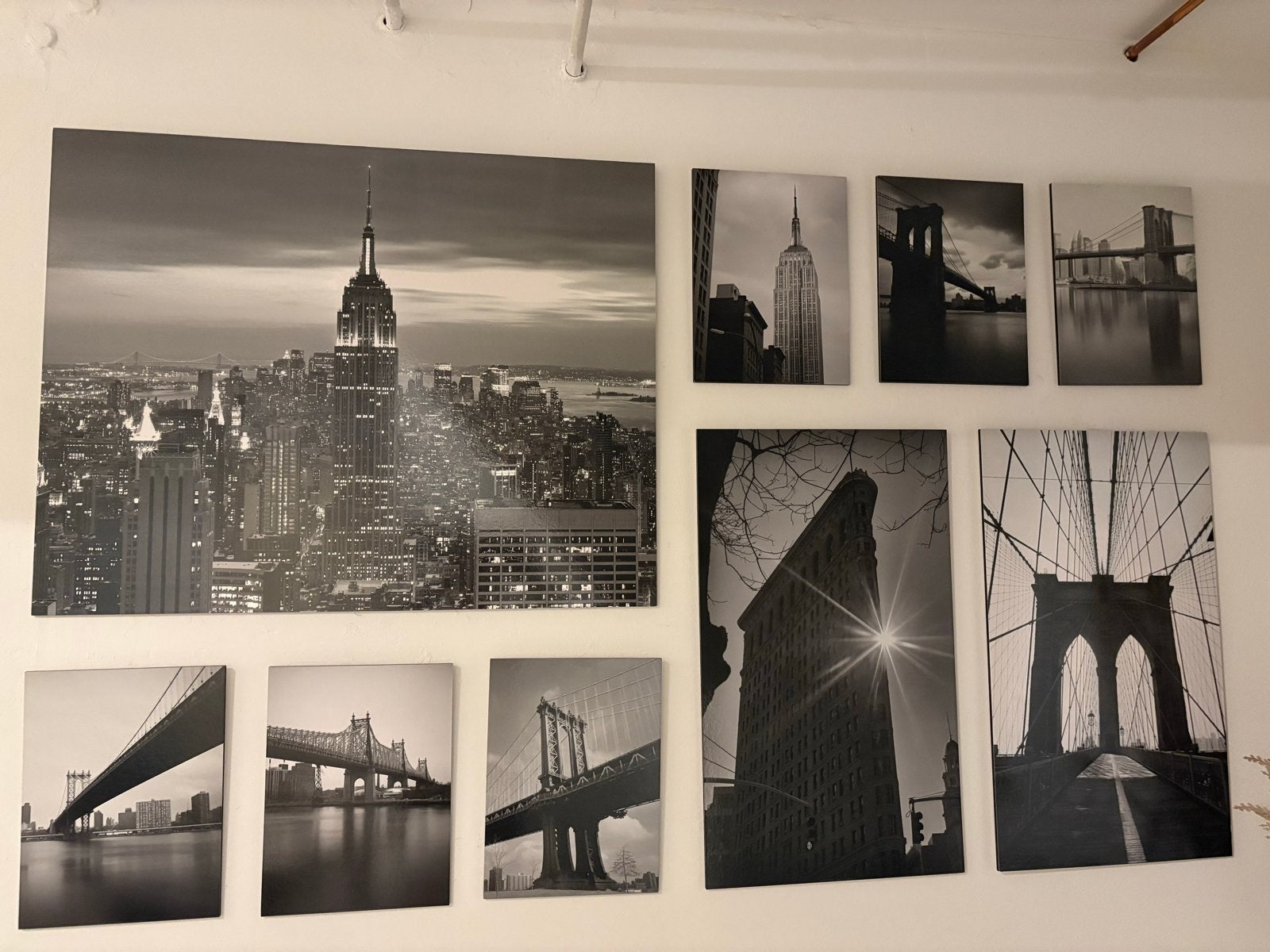 New York wanddecoratie set - Zwart-wit stadsgezichten, Huis en Inrichting, Ophalen, Schilderij, Zo goed als nieuw, Met ophangsysteem