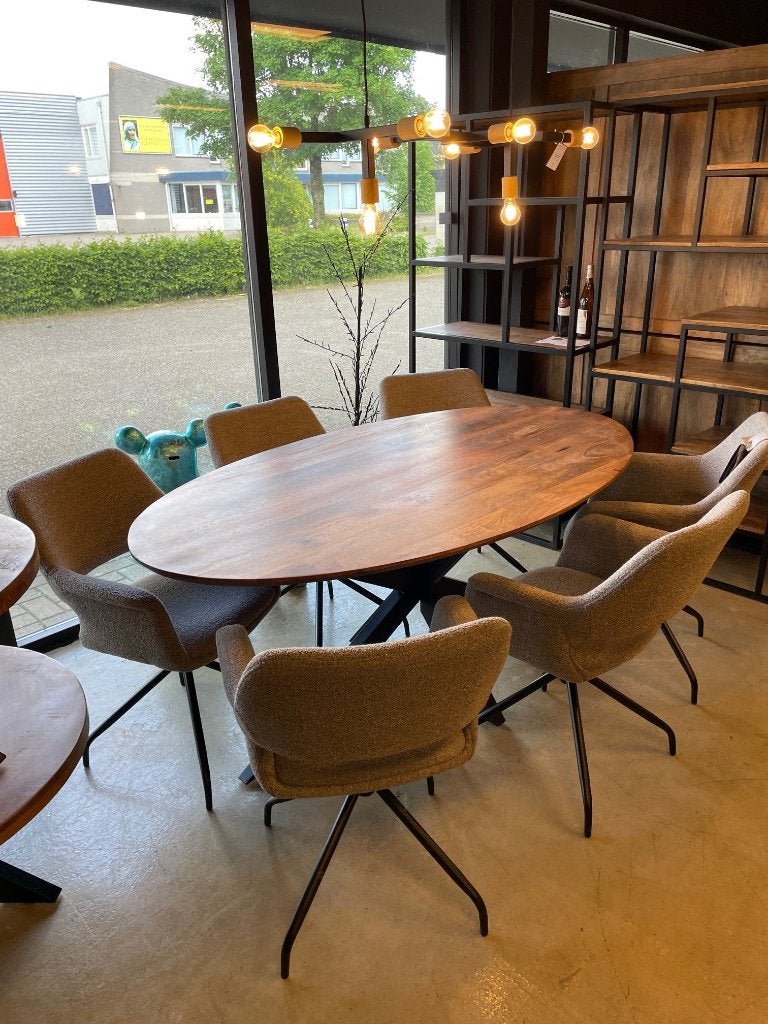 LEEGVERKOOP BIJ CHEFMEUBEL VOORRAAD MANGO OVAAL 259 SALE, Bruin, Nieuw, Ophalen of Verzenden, Modern