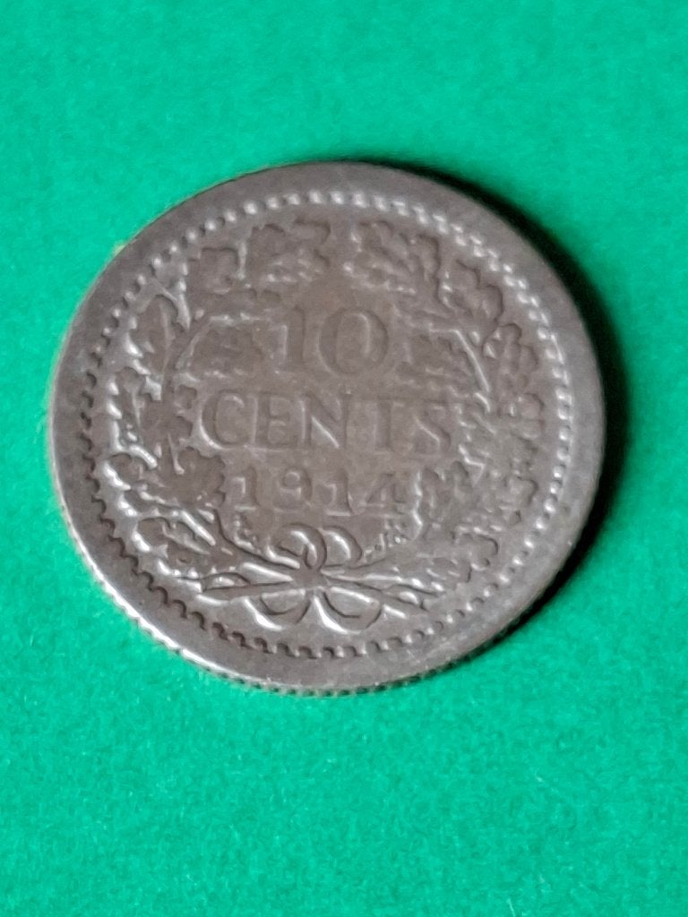 1914 dubbeltje in zilver Wilhelmina, Postzegels en Munten, Munten | Nederland, Verzenden, Zilver, 10 cent, Koningin Wilhelmina
