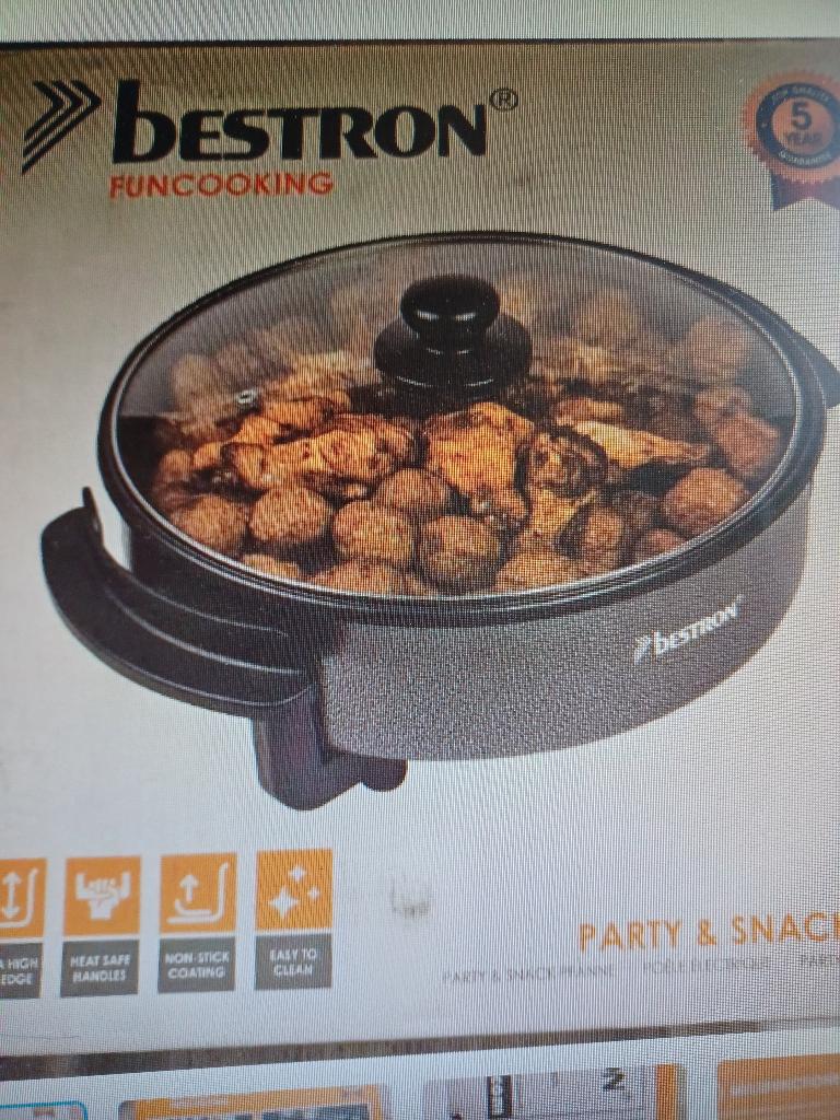 Nieuw! Bestron elektrische party & snackpan, Witgoed en Apparatuur, Nieuw, 3 kookzones of minder, Ophalen of Verzenden, Vrijstaand