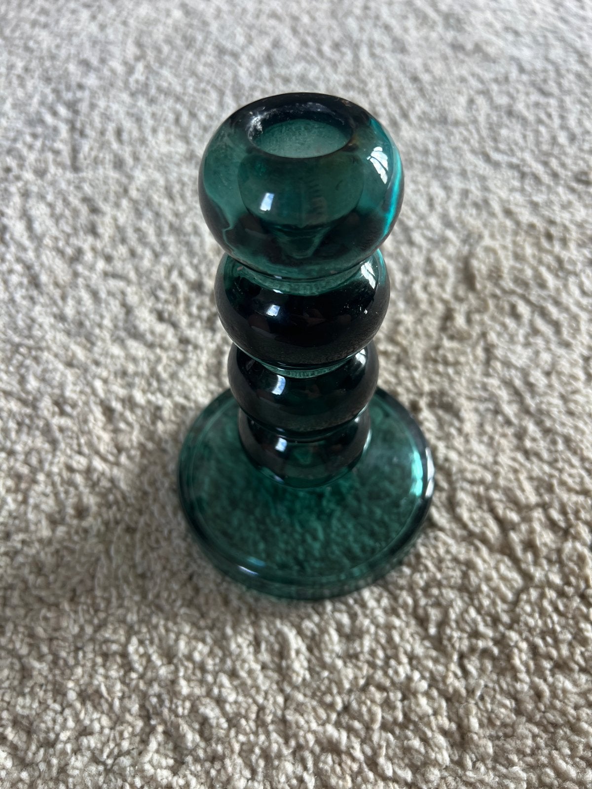 Groene glazen kaarsenhouder, Ophalen of Verzenden, Kandelaar, Groen, Glas