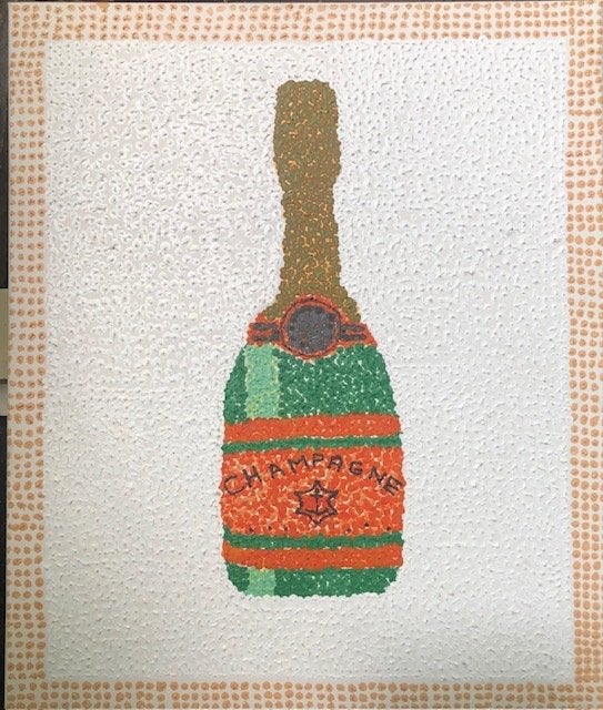 Champagnefles schilderij op canvas champagne fles, Acrylverf, Stilleven, Handgeschilderd, Ophalen of Verzenden