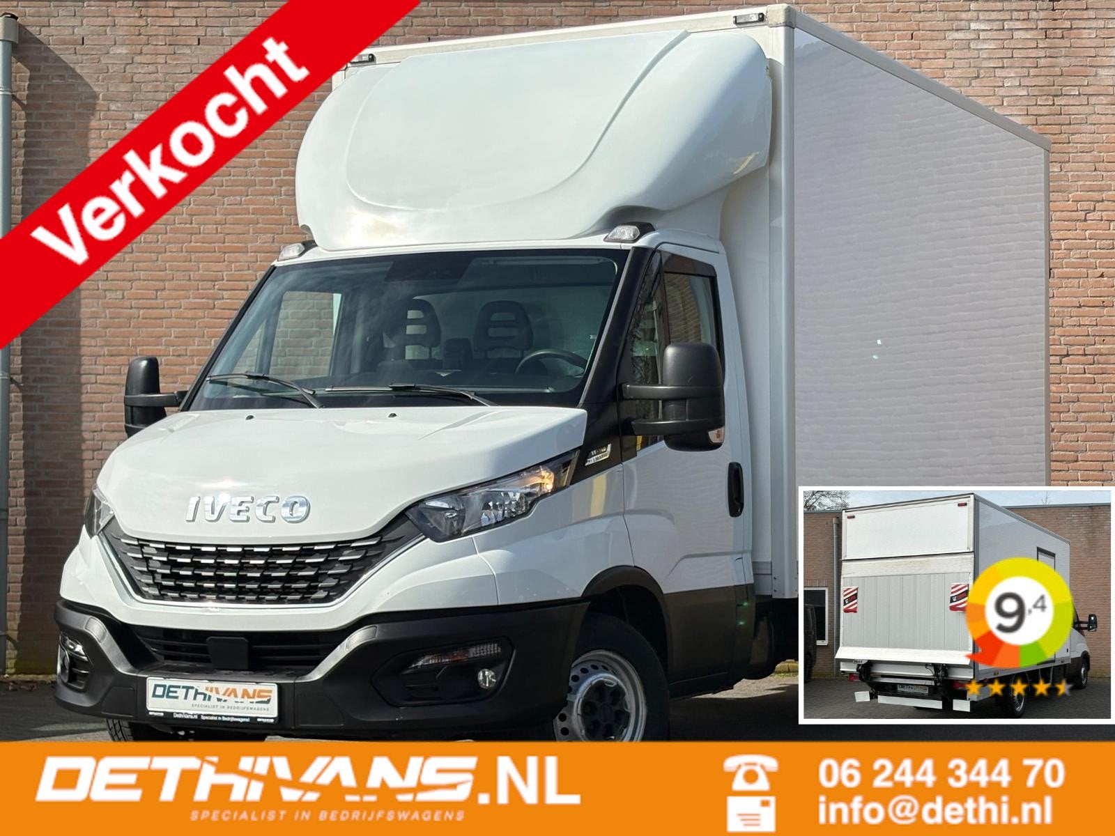 Iveco Daily 35S14 140PK Hi-Matic Bakwagen + Laadklep 20m³, Automaat, Gebruikt, Wit, Bedrijf