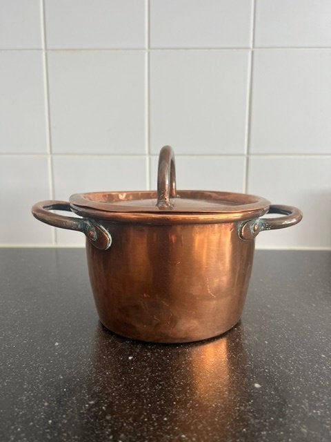 antieke rood koperen pan, Ophalen of Verzenden, Koper