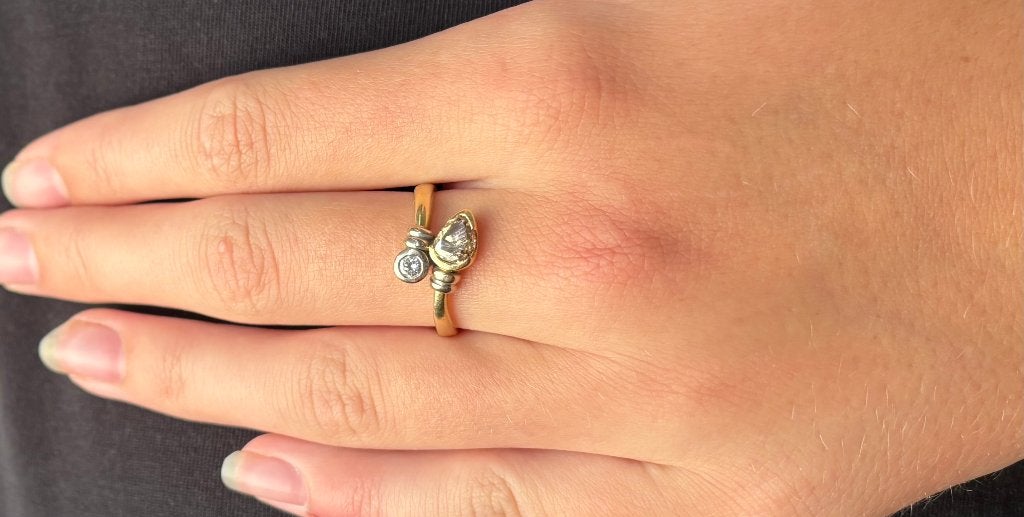 Grote diamant peer geslepen 14k gouden luxe dames ring fraai