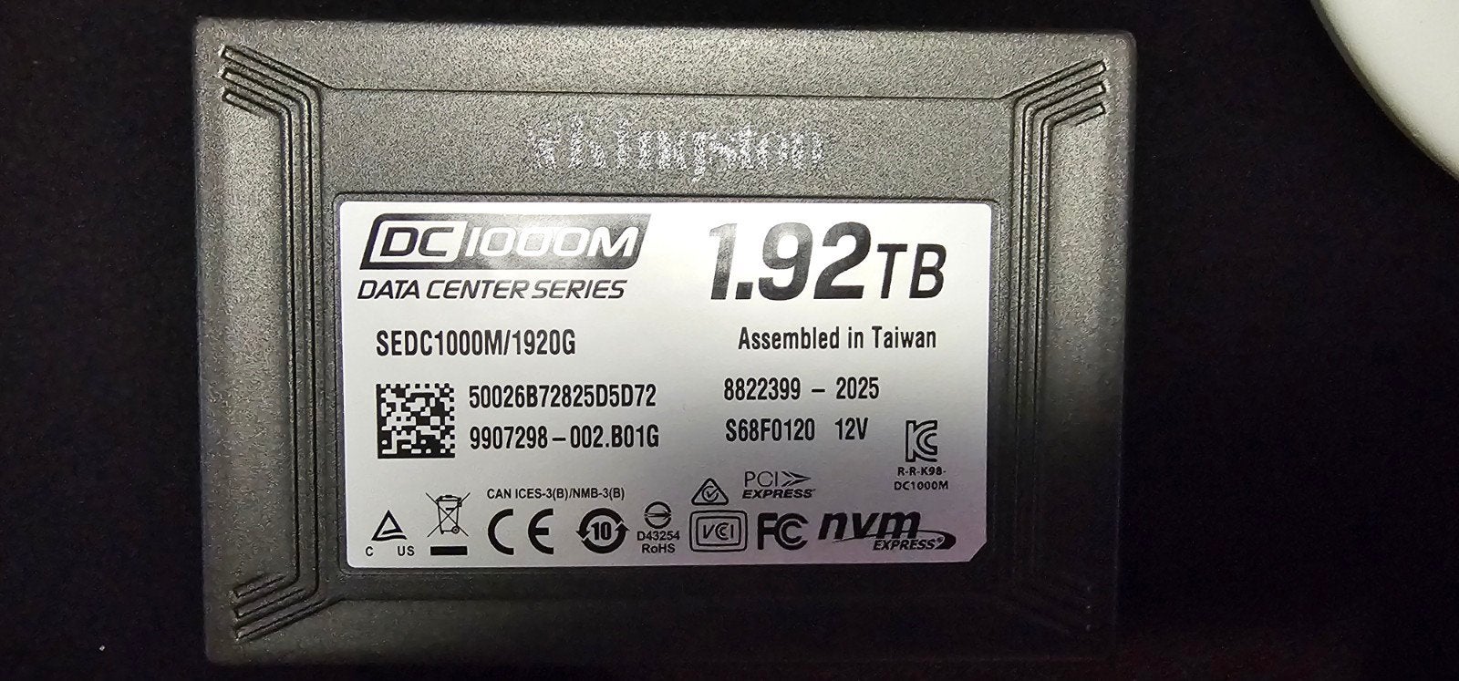Kingston DC1000M 1.92TB NVMe SSD - U.2, Computers en Software, Harde schijven, Intern, Kingston, Server, SSD