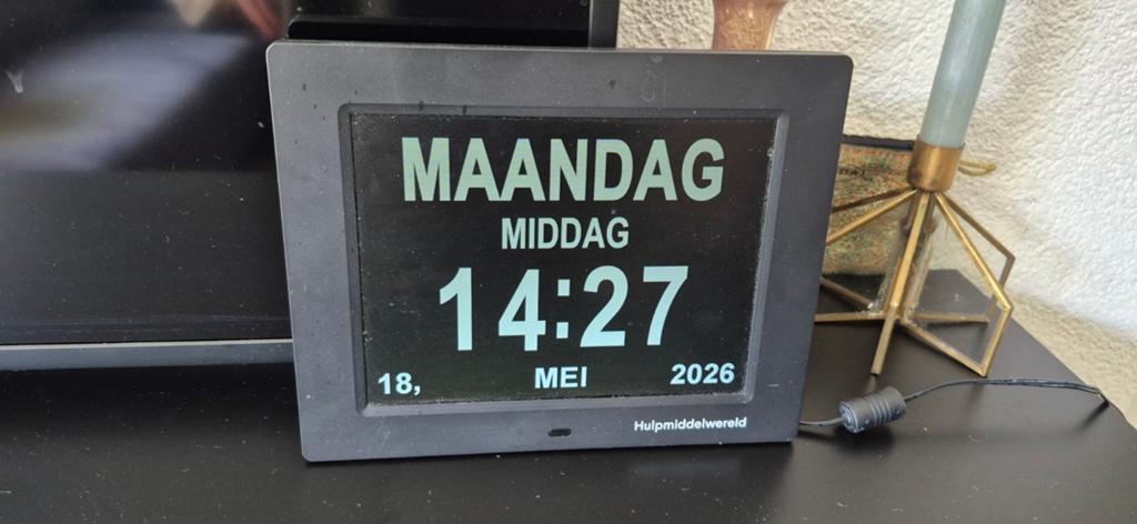 Digitale Dagklok voor Ouderen - HulpMiddelWereld, Ophalen of Verzenden, Zo goed als nieuw, Digitaal, Wekker of Tafelklok
