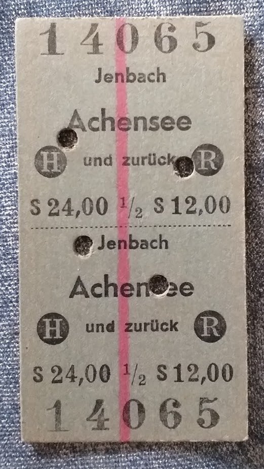 Oostenrijks treinkaartje Jenbach 1966 [4932]  [VeVeSp], Verzamelen, Spoorwegen en Tramwegen, Ophalen of Verzenden, Gebruikt, Trein