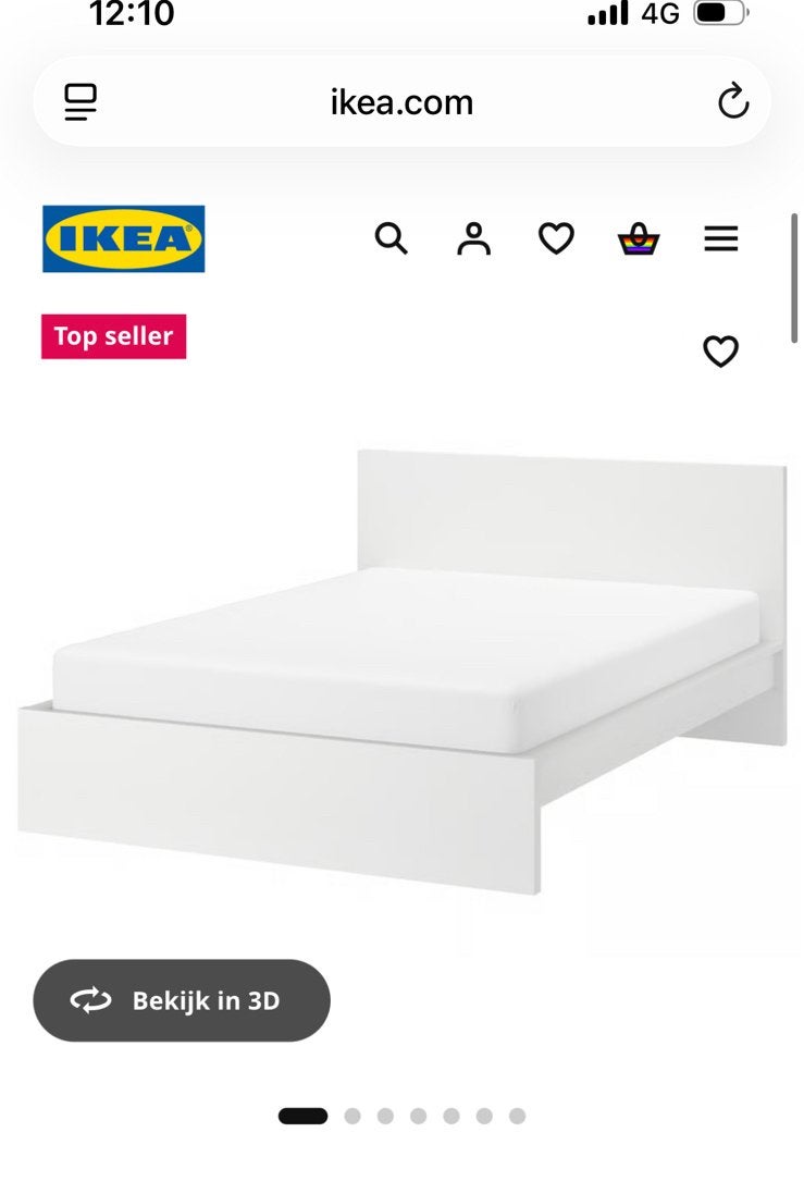 Ikea Malm bed laag (oude versie), Ophalen, Gebruikt, Eenpersoons, Wit