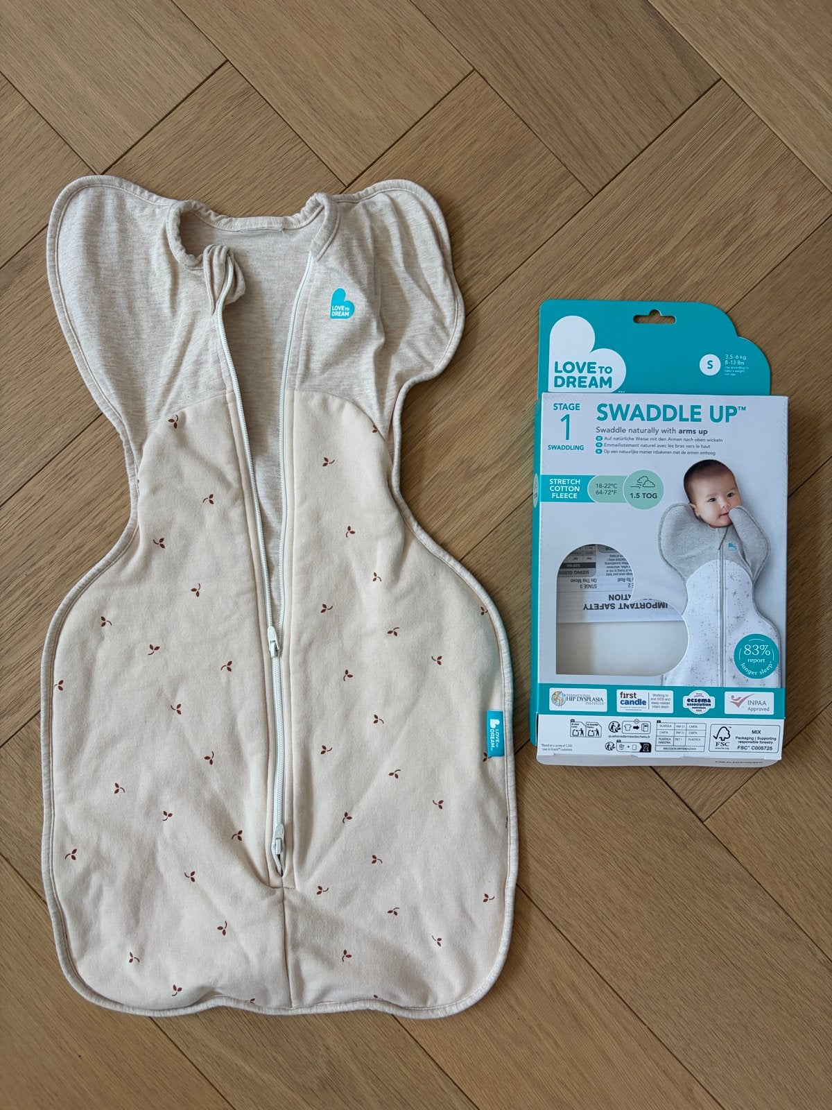 Love to Dream Swaddle Up Slaapzak S (3.5-6 kg) 1.5 TOG, Kinderen en Baby's, Dekens, Slaapzakjes en Inbakerproducten, Zo goed als nieuw