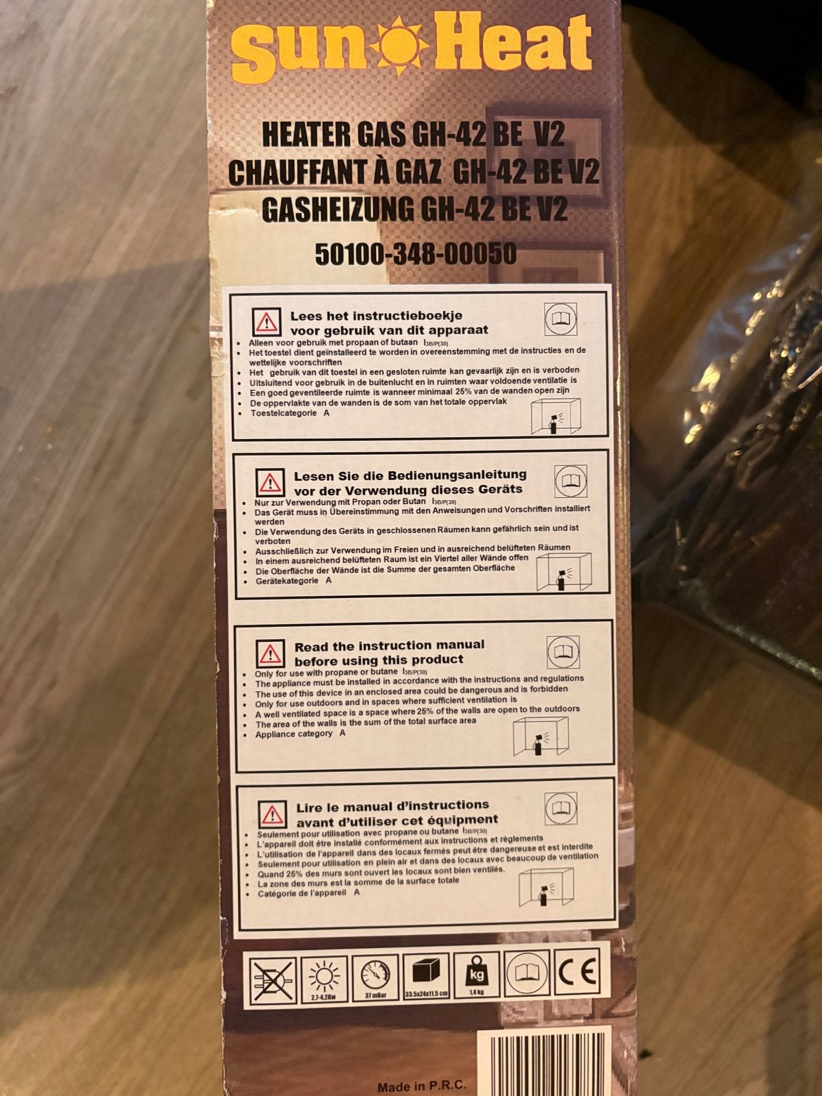 Sun Heat Heater Gas GH-42 BE V2 Gaskachel, Ophalen, Gas, Nieuw, Vrijstaand