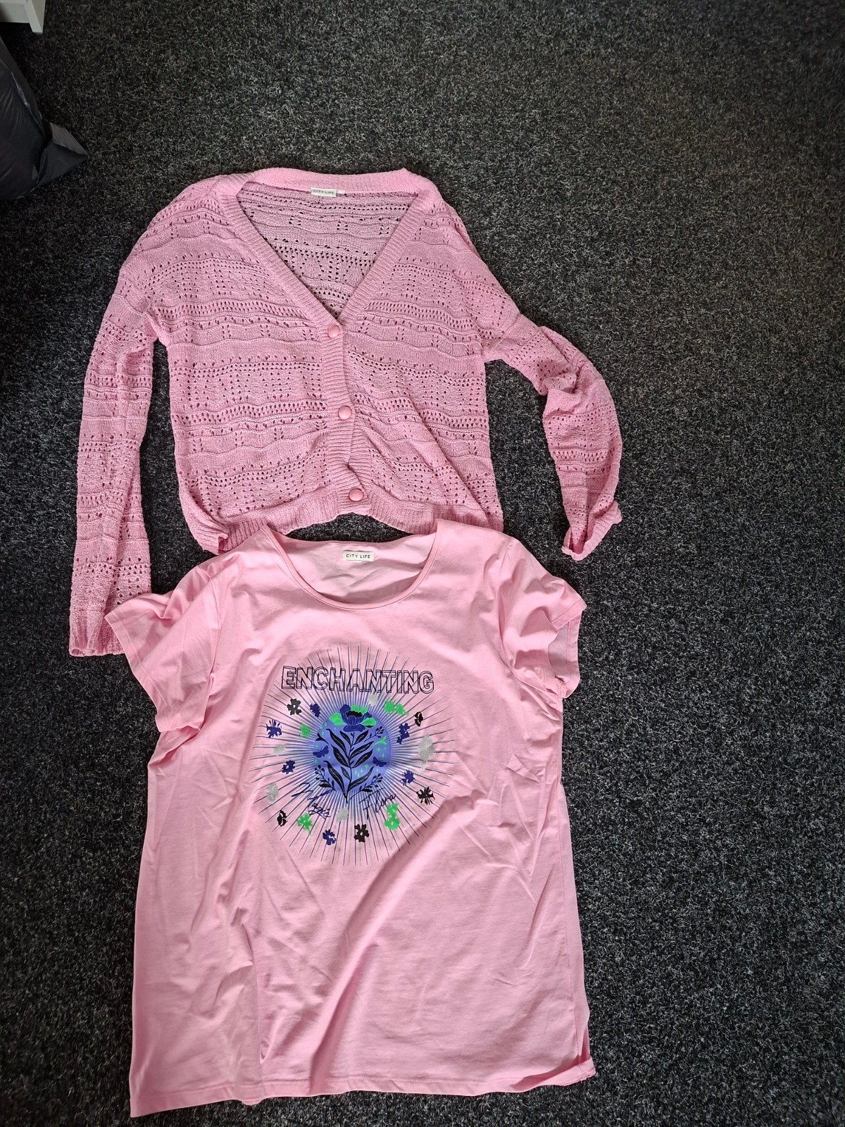 Roze T-shirt en vestje - Maat XL zgan, City Life, Maat 46/48 (XL) of groter, Ophalen of Verzenden, Lange mouw