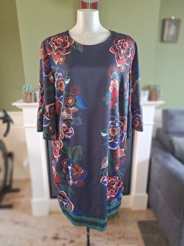 Caroline Biss donkerblauw bordeaux bloemen jurk 44 zakken, Kleding | Dames, Jurken, Maat 38/40 (M), Knielengte, Gedragen, Caroline Biss
