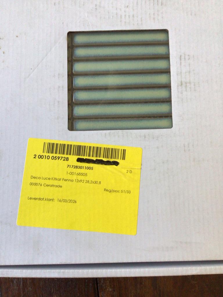 Nieuwe wandtegels Deco Luce Kitkat Fenna 12x92 28,2x30,8, Ophalen, 60 cm of meer, Nieuw, Minder dan 5 m²