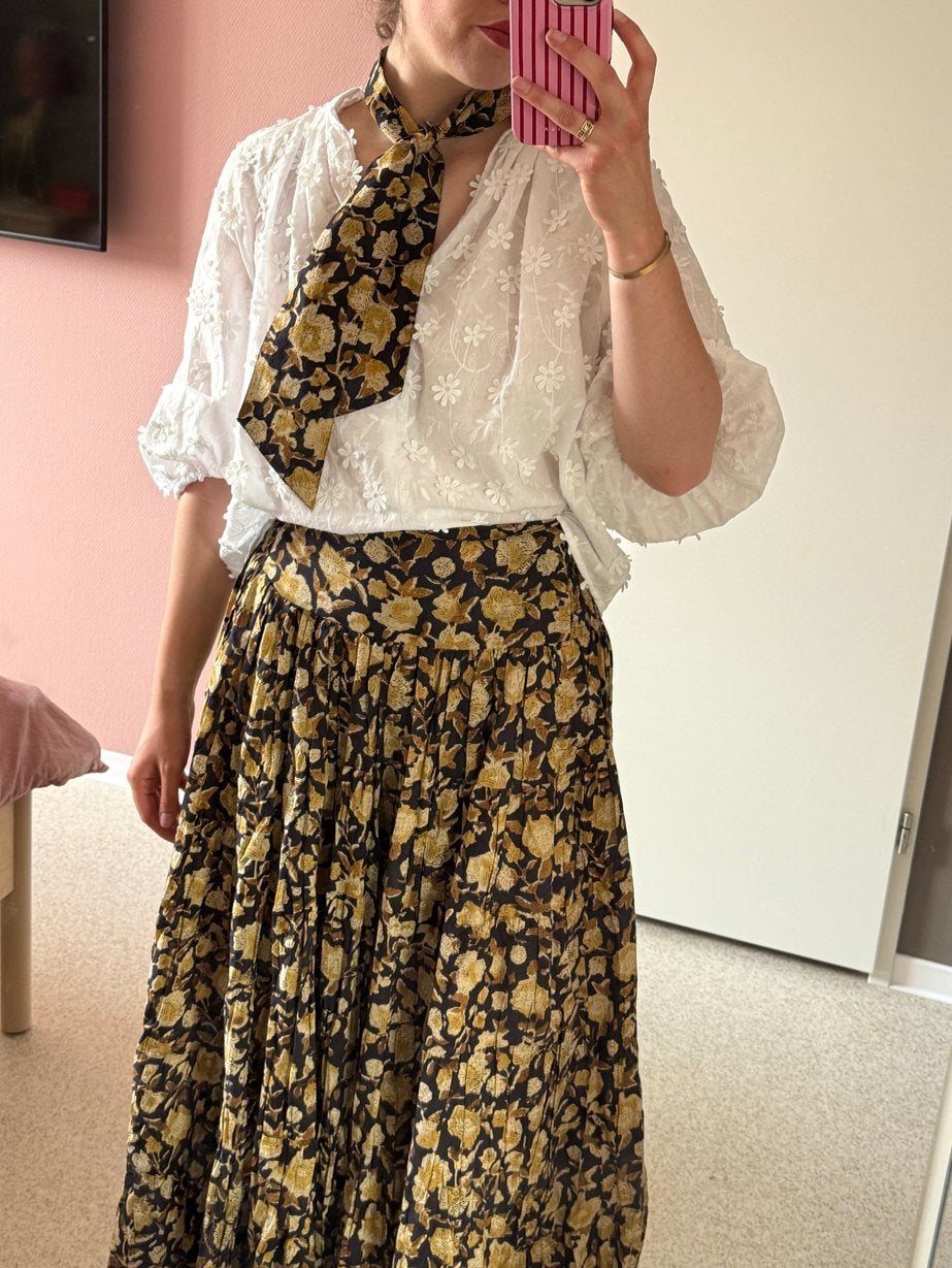 Blockprint Maxi Jurk/Rok met Sjaal, Kleding | Dames, Zwart, Nieuw, Ophalen of Verzenden, Maat 36 (S)