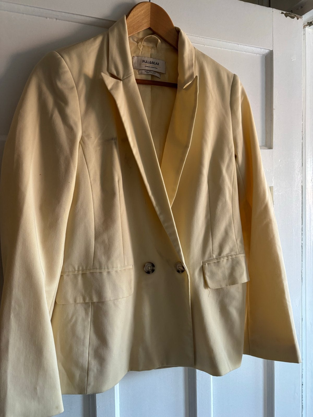 Lichtgele Pull & Bear Blazer - Maat S, Geel, Ophalen of Verzenden, Zo goed als nieuw, Jasje
