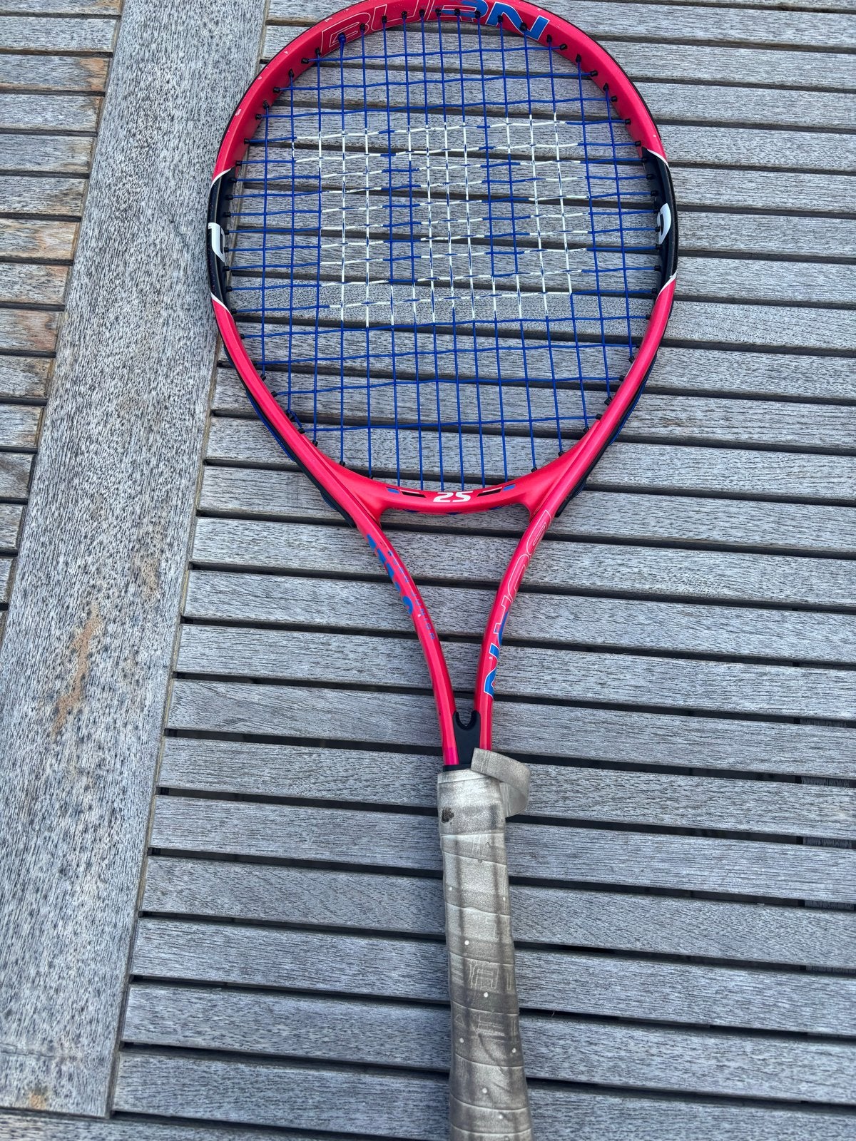 Wilson Burn 25 tennisracket - roze/blauw, Sport en Fitness, Gebruikt, Ophalen of Verzenden, Racket, L0