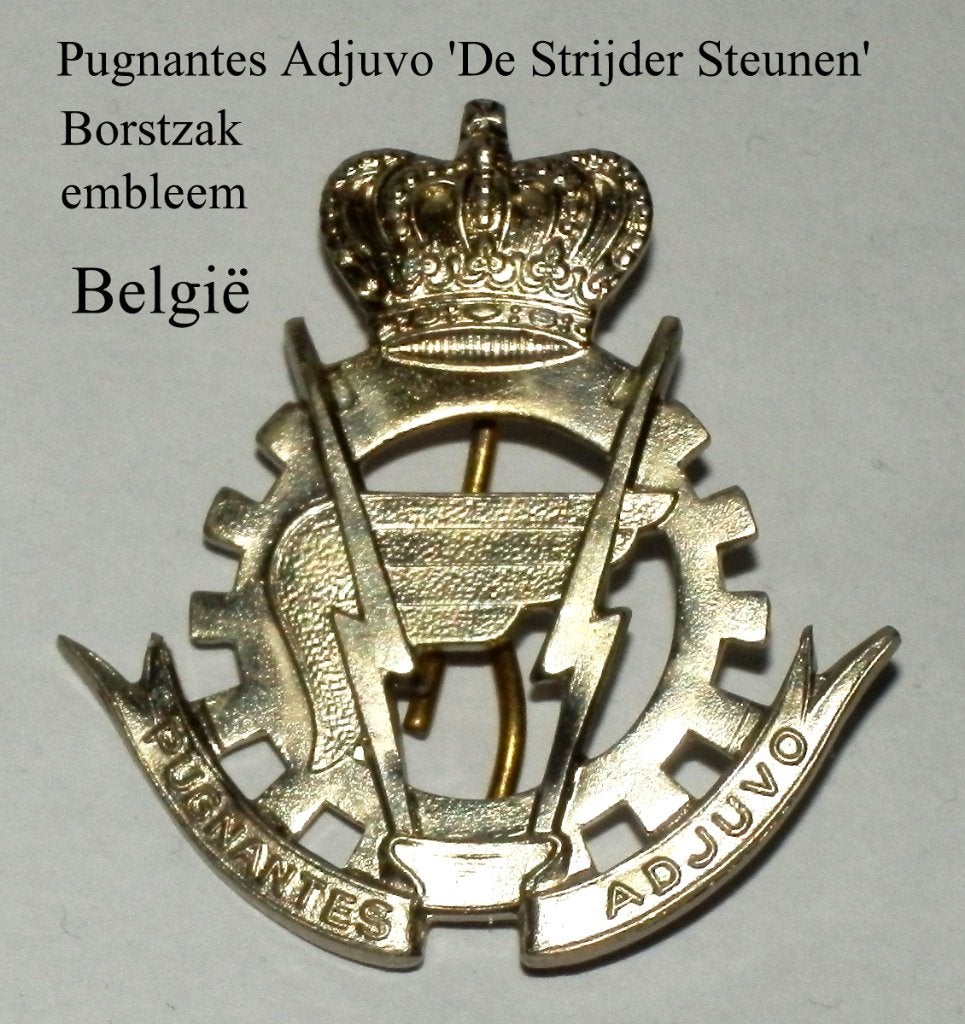 Ep33 - embleem pugnantes adjuvo - de strijder steunen -, Ophalen of Verzenden, Overige soorten, Nederland, Embleem of Badge