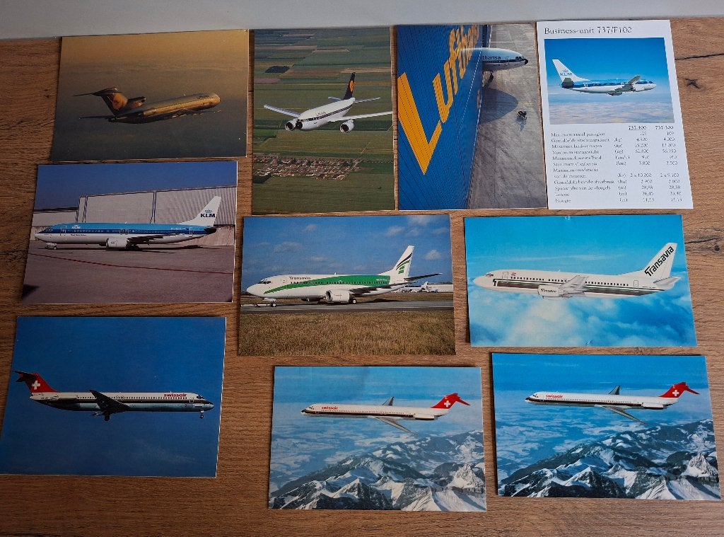 Collectie van 10 vliegtuig ansichtkaarten, Verzamelen, Luchtvaart en Vliegtuigspotten, Ophalen of Verzenden, Zo goed als nieuw