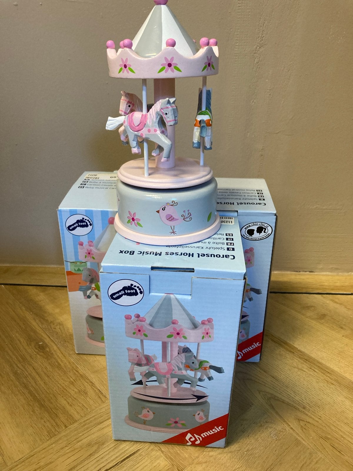 Houten Muziek Carrousel met Paardjes - Nieuw in Doos, Ophalen of Verzenden, Nieuw, Overige typen, Met geluid