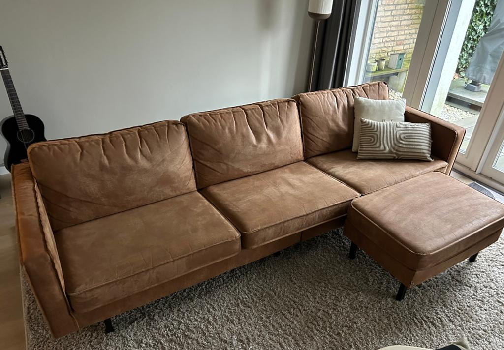 Microleder bank (4-zits) incl hocker, Ophalen, Gebruikt