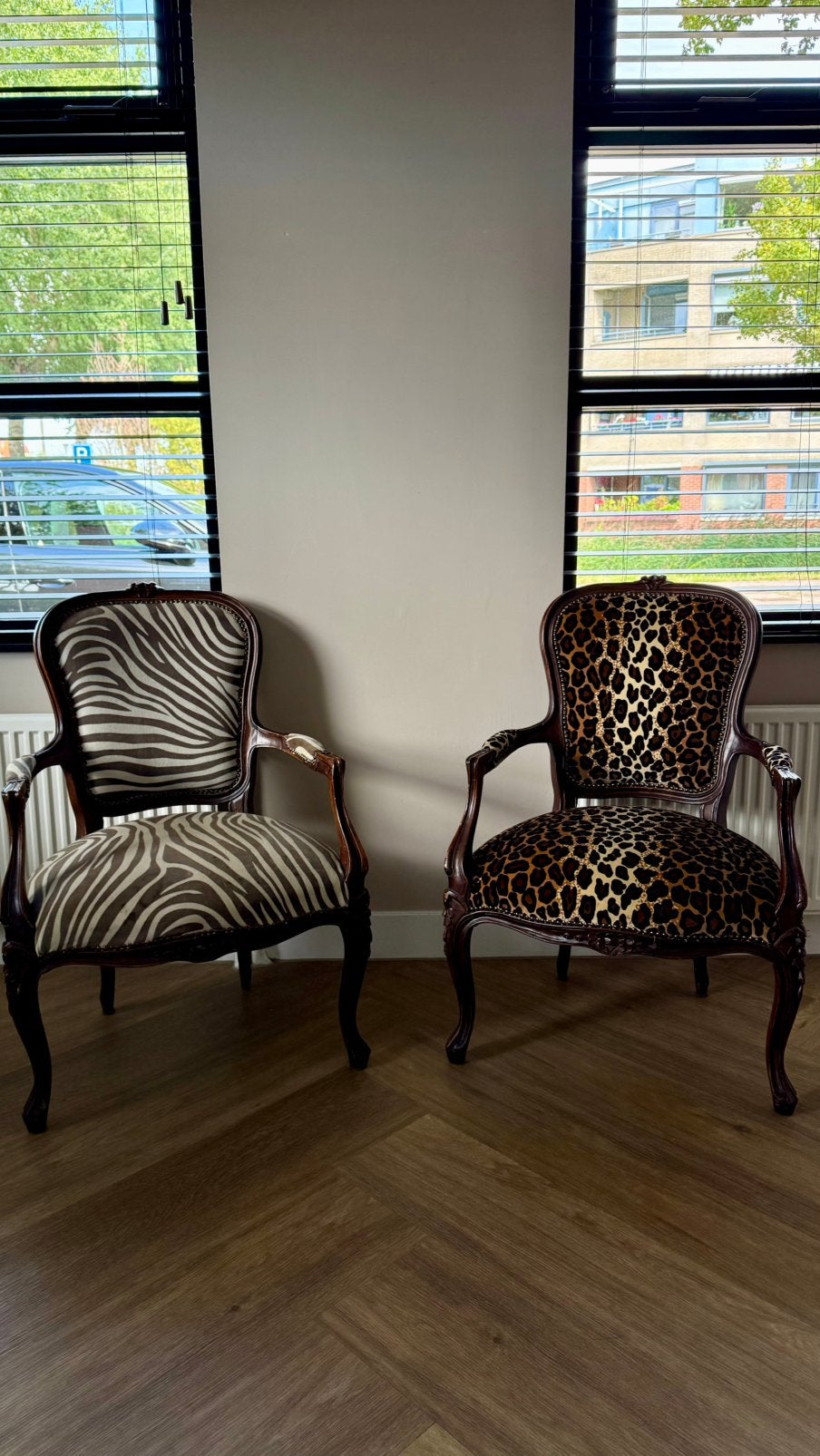 Set van 2 Barok Fauteuils: Zebra & Luipaard Print, Ophalen
