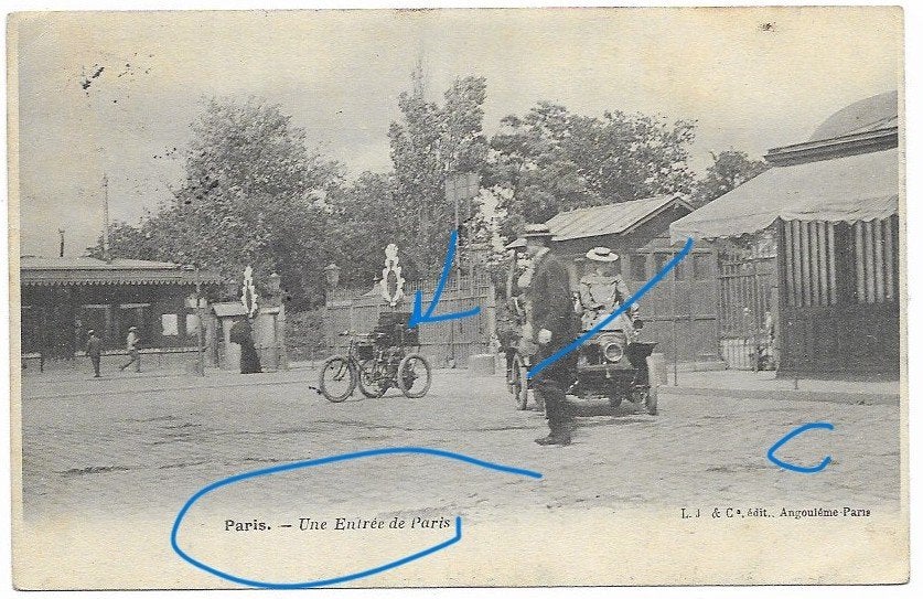 De Dion Bouton Parijs binnenkomst tricycle, Verzenden, Voor 1920, Gelopen, Voertuig