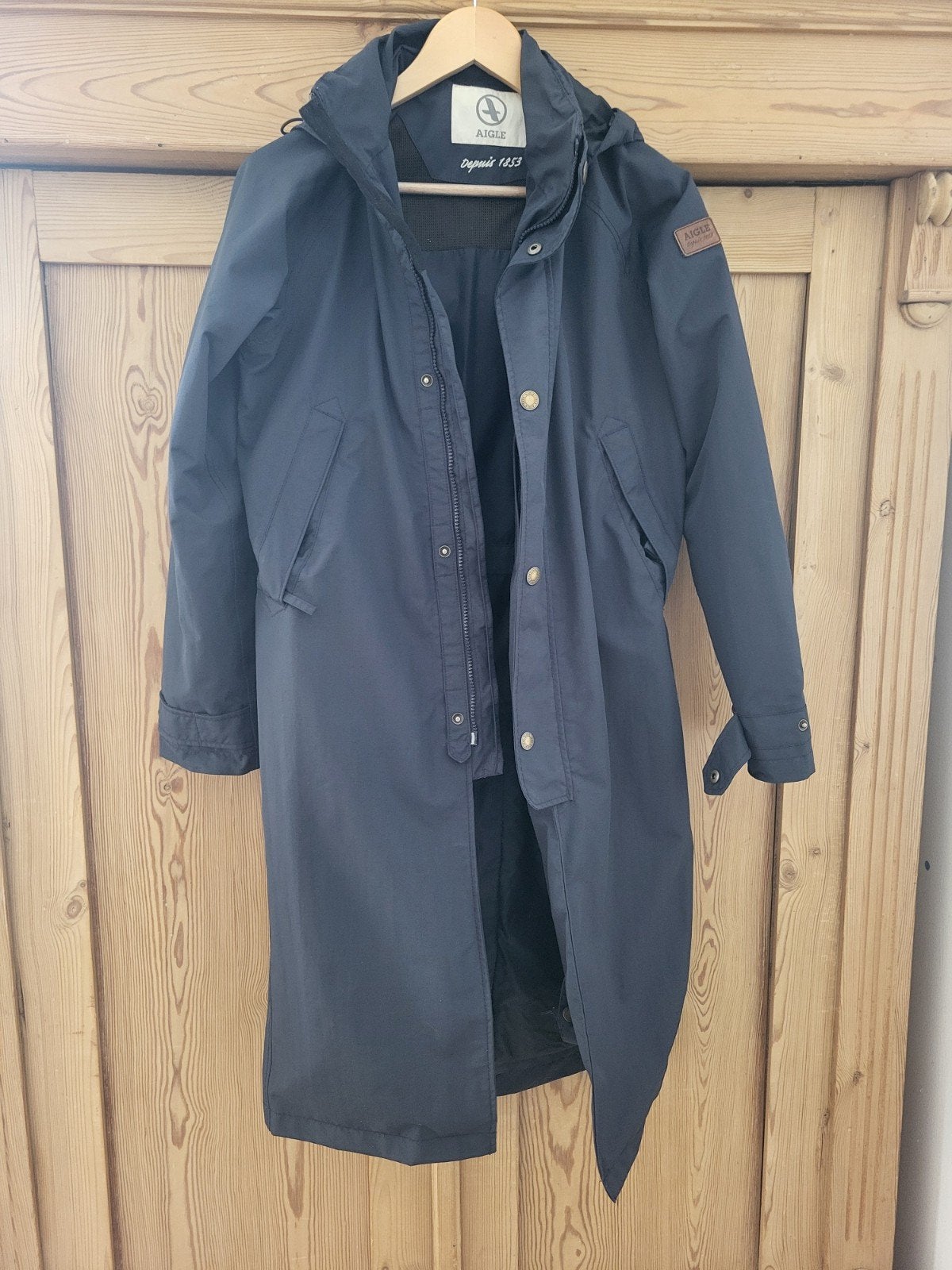 Aigle Regenjas Marineblauw XS - Afneembare Capuchon, Ophalen of Verzenden, Zo goed als nieuw, Maat 34 (XS) of kleiner, Blauw