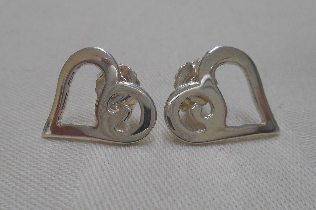 Zilveren oorbellen hart nr.1751, Verzenden, Zo goed als nieuw, Knopjes of Stekers, Zilver
