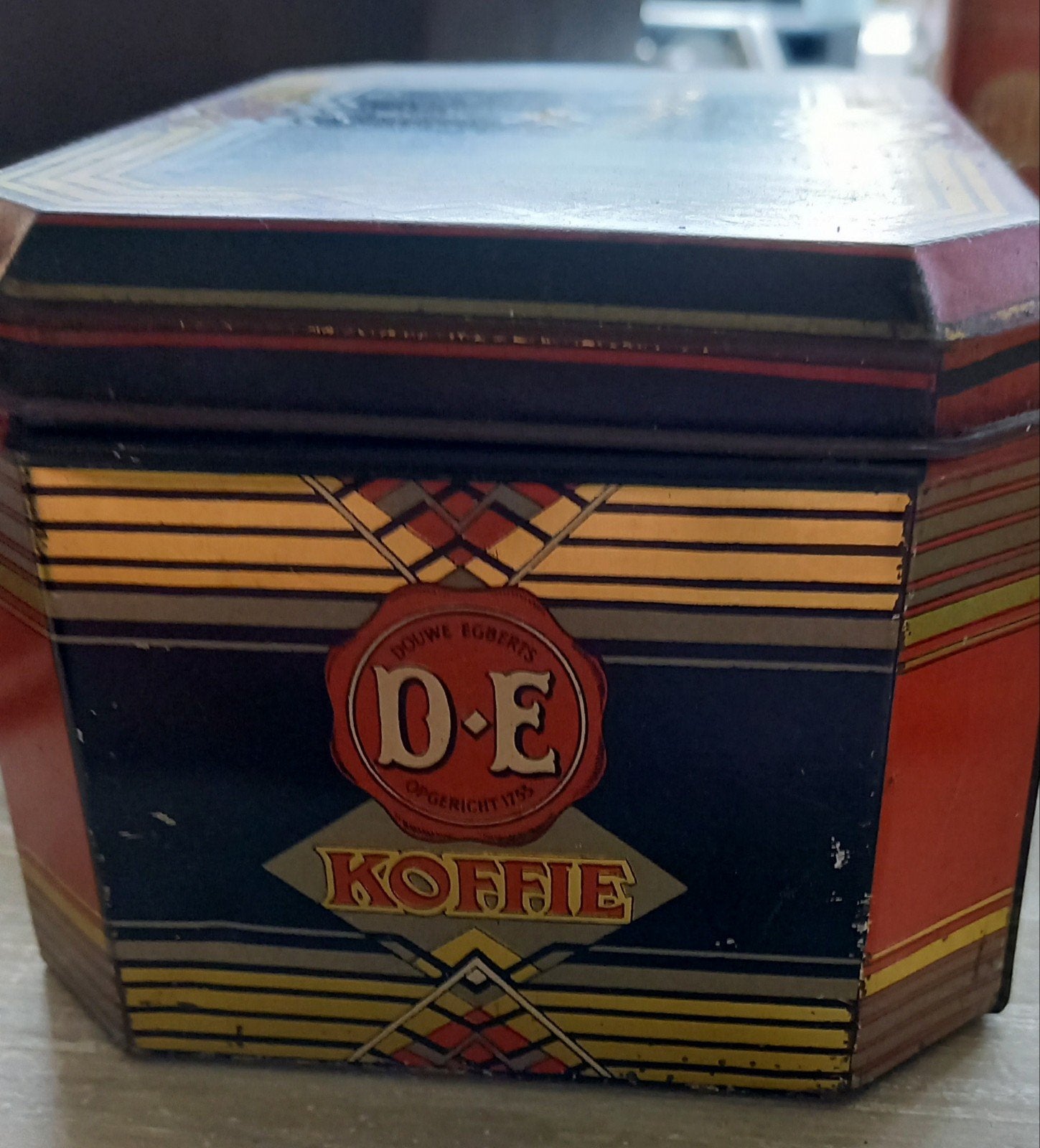 Vintage Douwe Egberts Koffieblik - Art Deco Stijl, Ophalen of Verzenden, Gebruikt, Koffie, Douwe Egberts