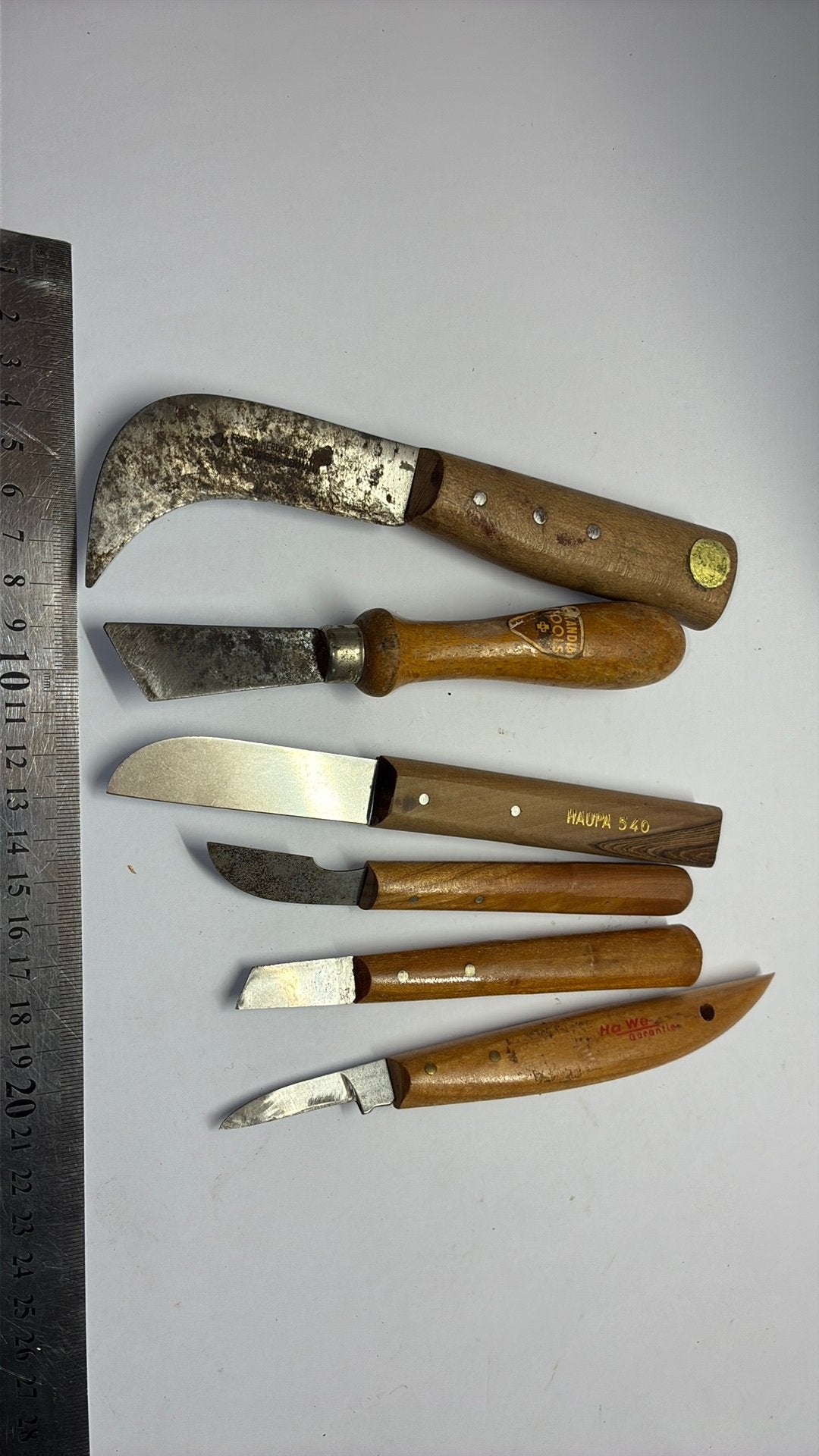 6 houtsnijmesjes ( messen houtsnijden carvingtools ), Ophalen of Verzenden, Gebruikt, Meerdere media