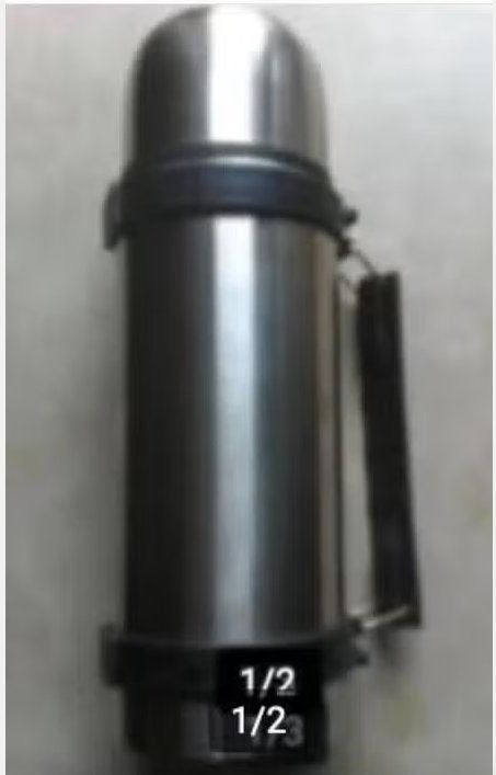 Thermos fles met handgreep 1 liter., Overige typen, Ophalen of Verzenden, Zo goed als nieuw, Zilver