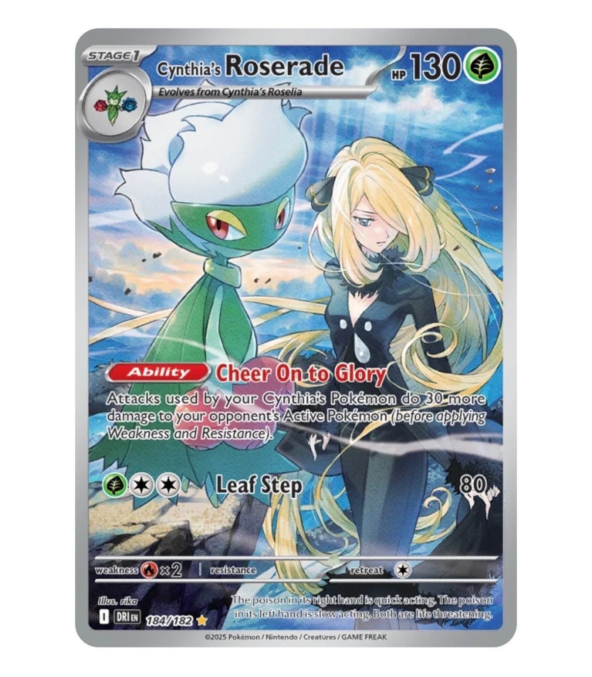 Cynthia's Roserade 184/182 - Pokémon Kaart, Ophalen of Verzenden, Nieuw, Losse kaart