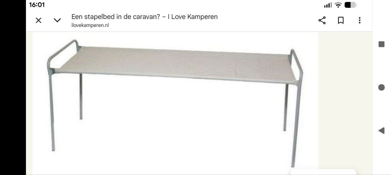 Hoogslaper/ stapelbed caravan, Ophalen