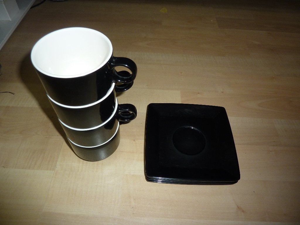 Gimex camping melamine koffiekopjes met schotels, Ophalen of Verzenden, Gebruikt