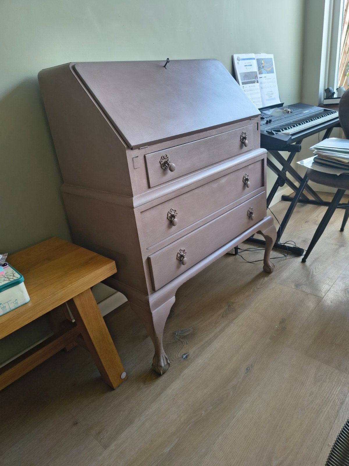 Vintage Secretaire Bureau met Lades - Roze/Grijs, Ophalen