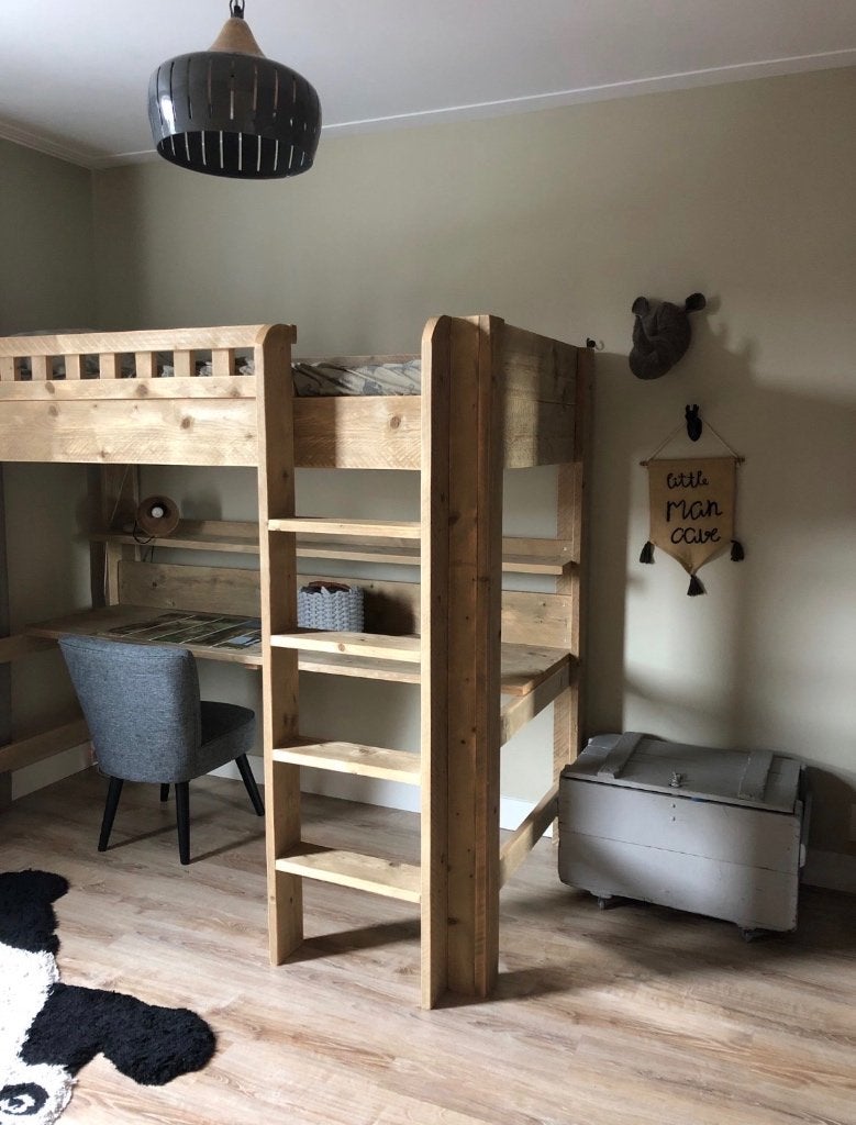 Hoogslaper steigerhout, Huis en Inrichting, Slaapkamer | Stapelbedden en Hoogslapers, Ophalen, Hoogslaper, Eenpersoons, 210 cm