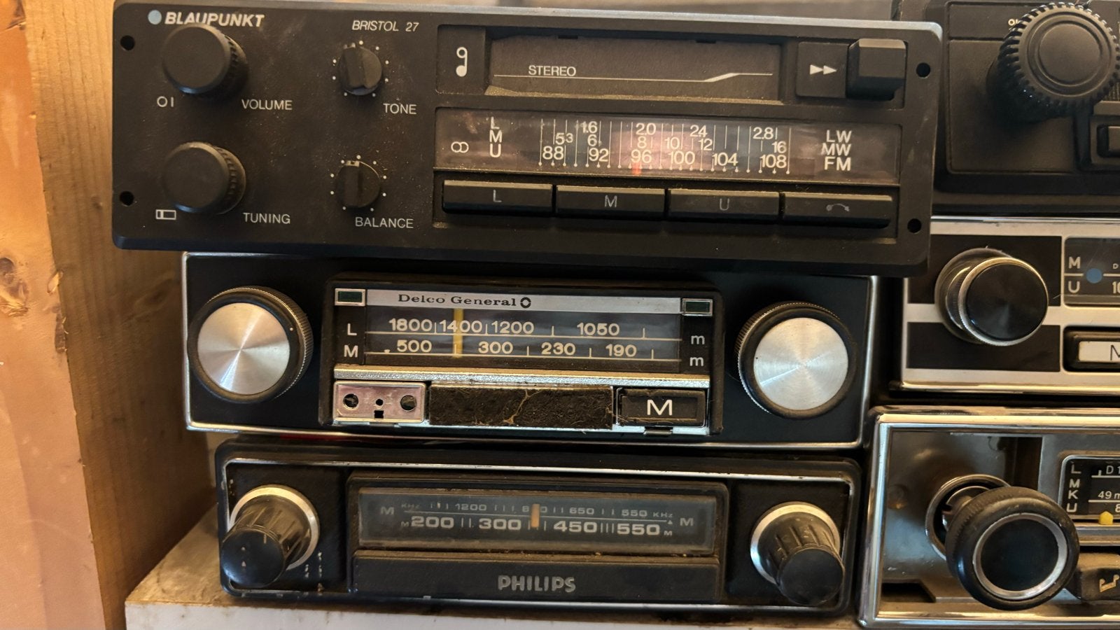 Diverse oude autoradio's oldtimer opknappers Philips Blaupun, Auto diversen, Autoradio's, Ophalen, Gebruikt