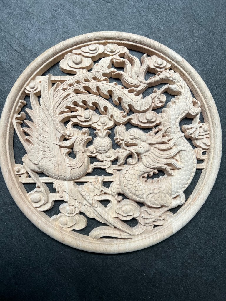 Chinees houtsnijwerk ornament chinese draak feniks phoenix, Nieuw, Ophalen of Verzenden, Schipluidenlaan 20 5035KJ Tilburg, Bruin