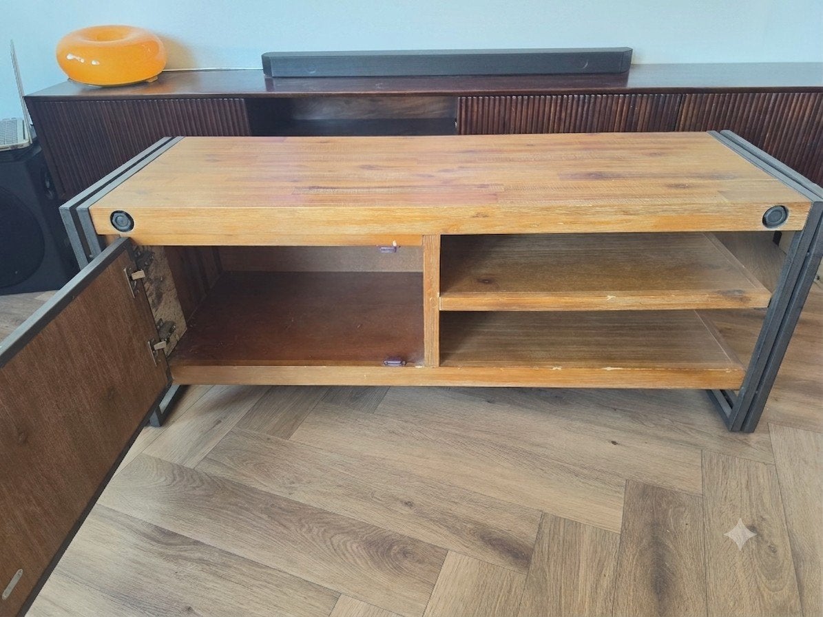 Tv meubel industrieel, Ophalen of Verzenden, Gebruikt, 25 tot 50 cm, Minder dan 100 cm