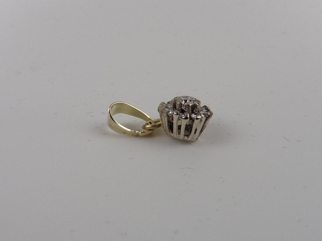 Gouden hanger met briljant                               G48, Gebruikt, ., Ophalen of Verzenden, .
