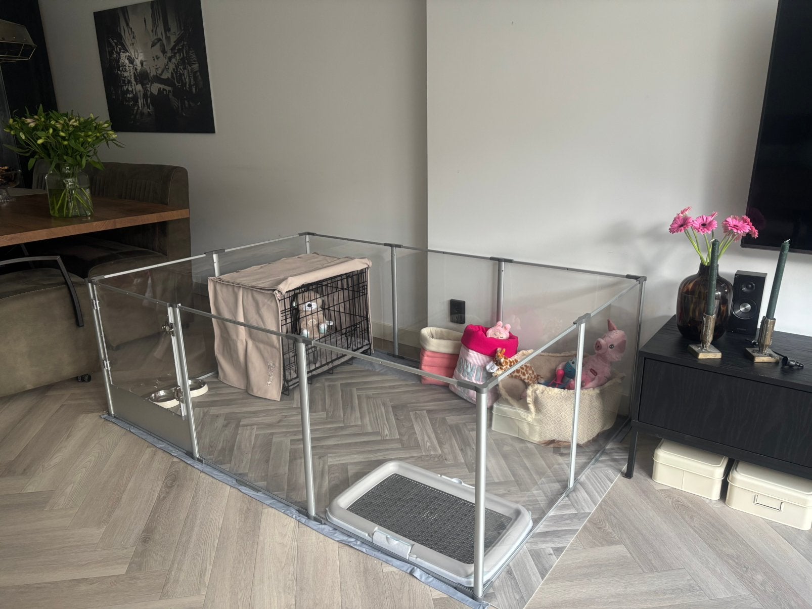 BingoPaw Luxe Design Hondenren – Modern Acryl –Splinternieuw, Ophalen, Hondenkennel, 110 cm of meer, Minder dan 65 cm