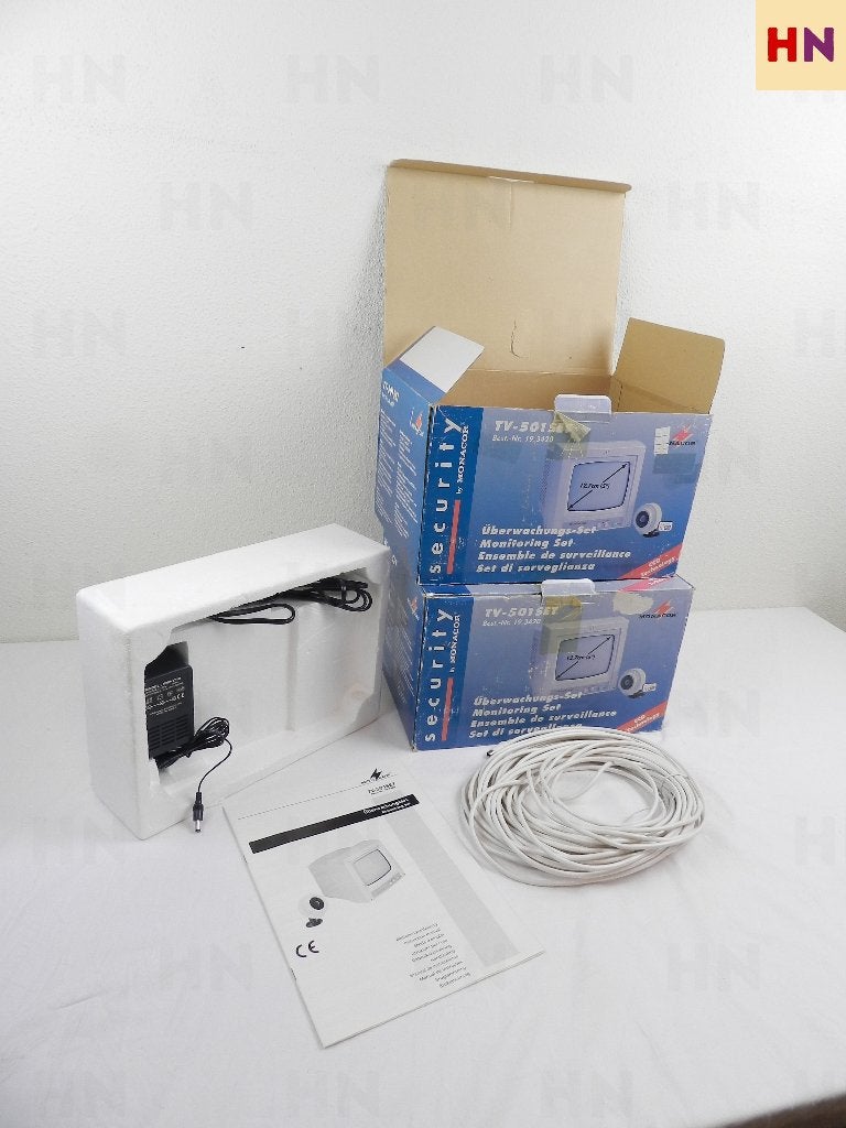 2x Monacor TV-501SET Bewakingsset Retro CCTV Monitor/Camera, Gebruikt, Verzenden, Binnencamera, Zum Falsch 36, 28307 Bremen, Duitsland