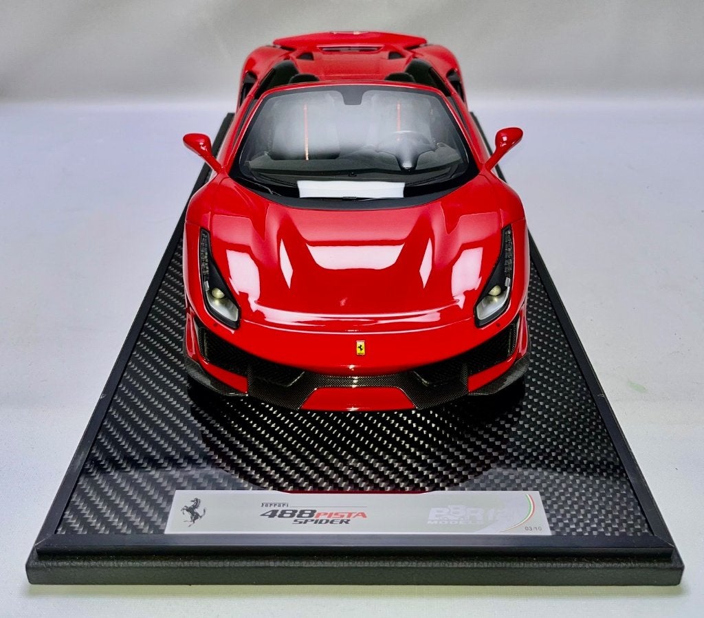 Ferrari 488 Pista Spider Rood 1:12 BBR1225B1 van BBR, Ophalen of Verzenden, Nieuw, 1:9 t/m 1:12, Auto