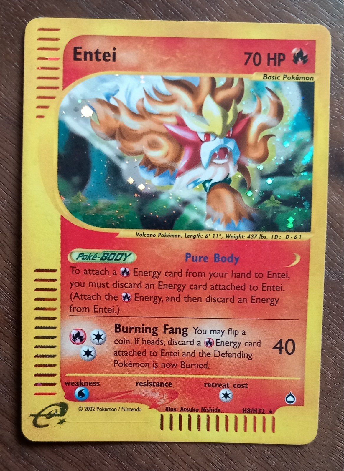 Pokémon Entei H8/H32 Aquapolis Holo Rare Kaart, Hobby en Vrije tijd, Verzamelkaartspellen | Pokémon, Ophalen of Verzenden, Zo goed als nieuw