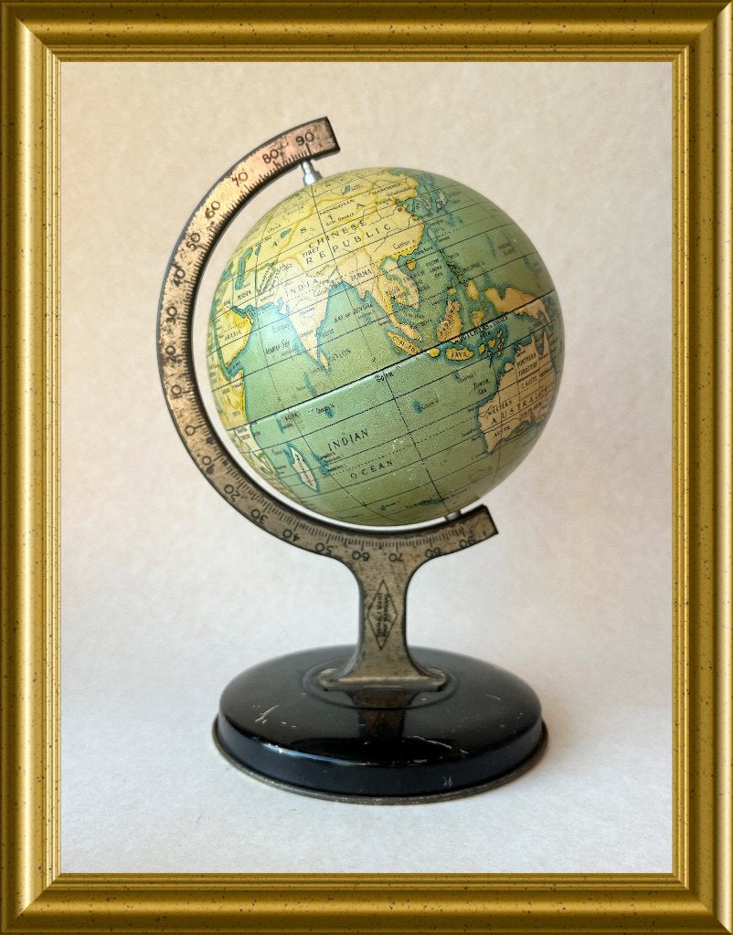 Antieke kleine blikken globe, wereldbol. Reliable Series, Ophalen of Verzenden