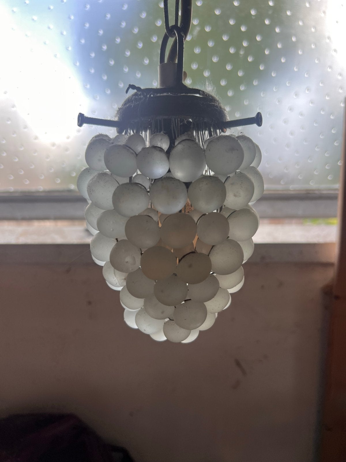 Vintage druiventros hanglamp, Minder dan 50 cm, Gebruikt, Ophalen of Verzenden, Glas