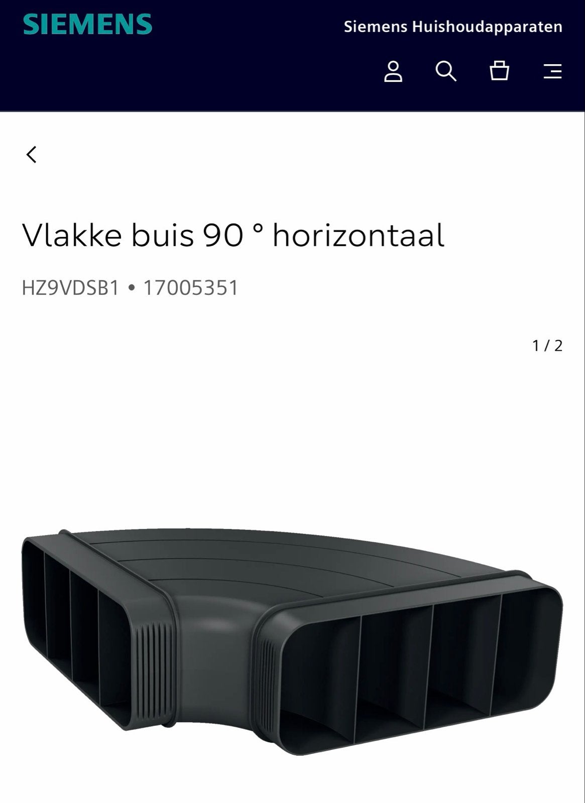 Siemens / Bosch 90 Vlakke Buis Bochtstuk HZ9VDSB1, Ophalen of Verzenden, Nieuw