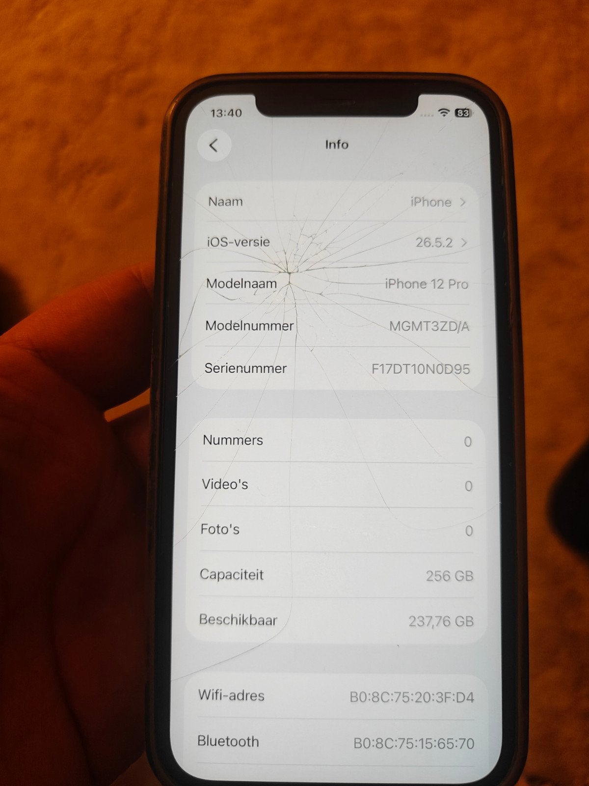 iPhone 12 Pro Blauw 256GB - Scherm barst, originele doos, Telecommunicatie, Mobiele telefoons | Apple iPhone, Ophalen of Verzenden