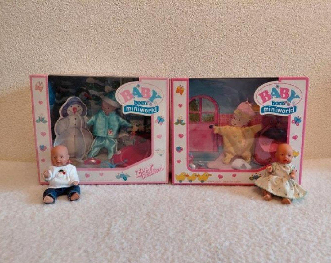 2 x Baby Born Mini World Setjes + Babypopjes., Ophalen of Verzenden, Zo goed als nieuw, Babypop